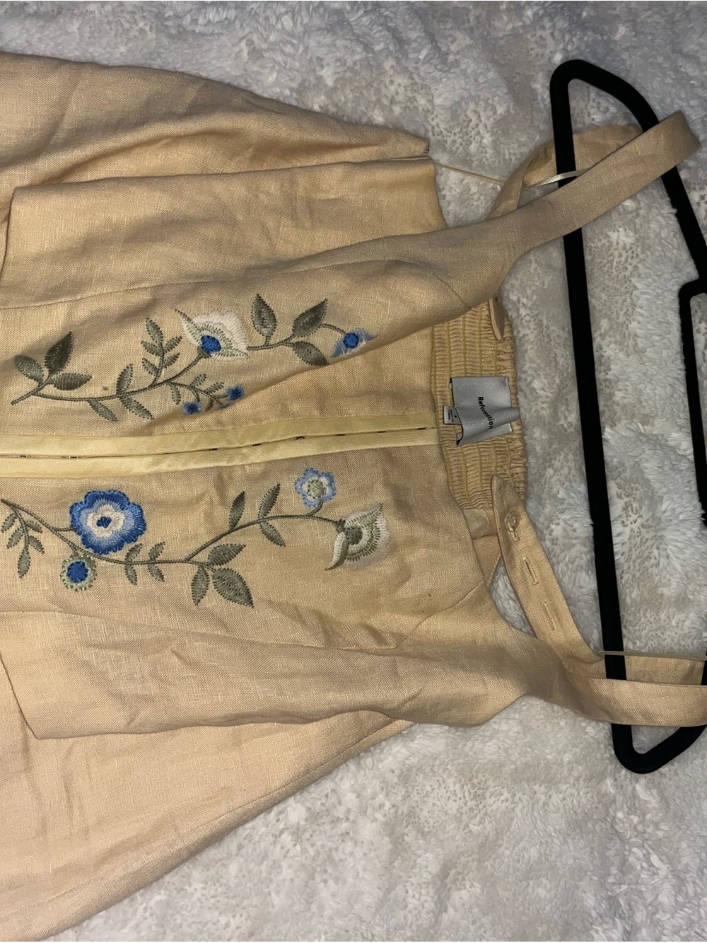 Reformation Juliet Linen Yellow Floral Embroidered Two-Piece Set - Picture 10 of 14